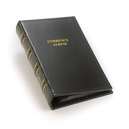 Lighthouse - Small Currency Album for Un-Graded Raw Banknotes and Currency Sleeves - Classic Leatherette Handmade 3-Ring Binder with 20 Pages