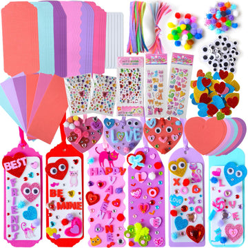 YIYEE 36 Sets Valentines Day Crafts for Kids, DIY Foam Bookmarks Valentine Cards Craft Kit for Kids Craft Hanging Ornament, Valentines Activities