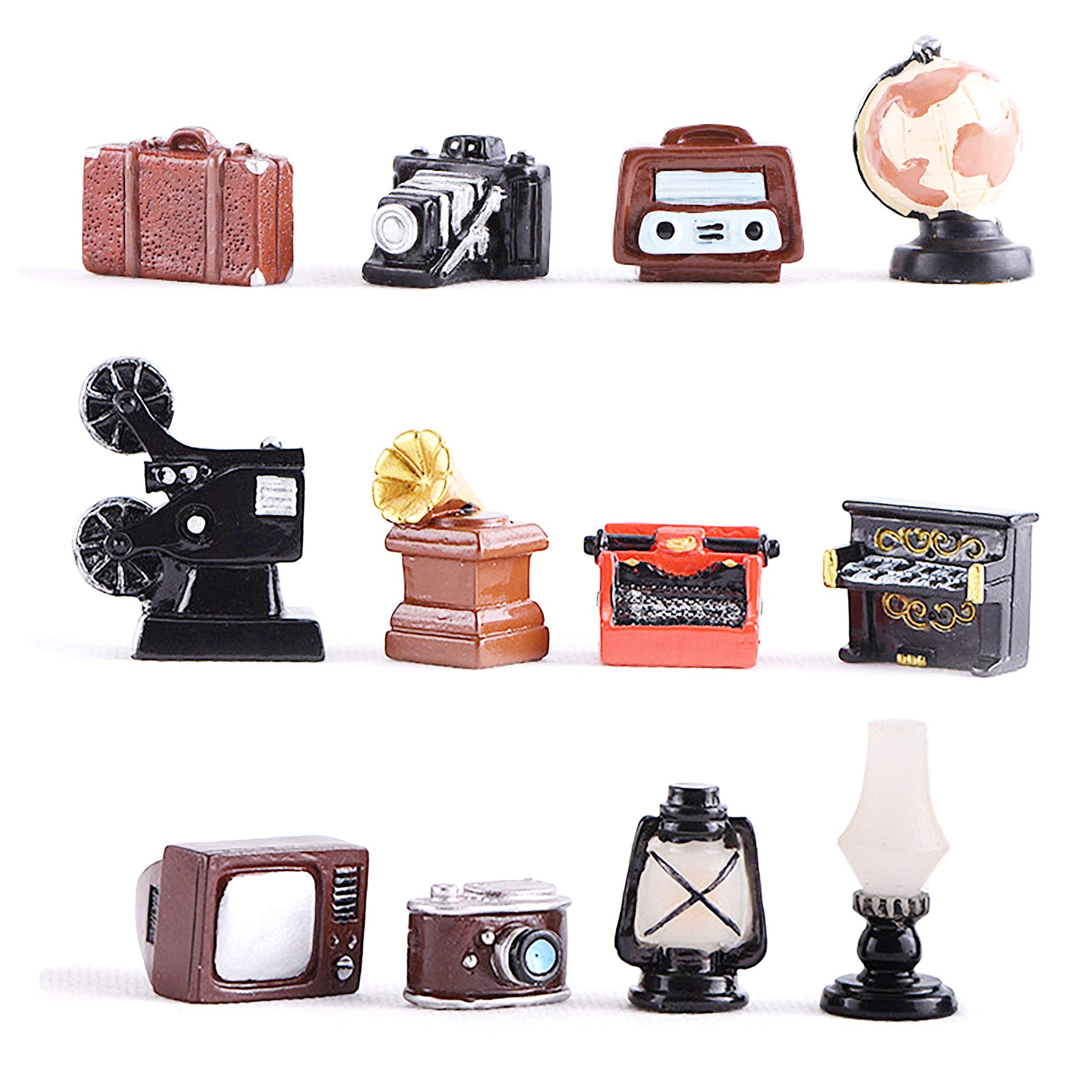 12Pcs Dollhouse Furniture Accessories Decor, Miniature Doll House Retro Home Appliances Ornaments, Mini Simulated Furniture Models for Pretend Play