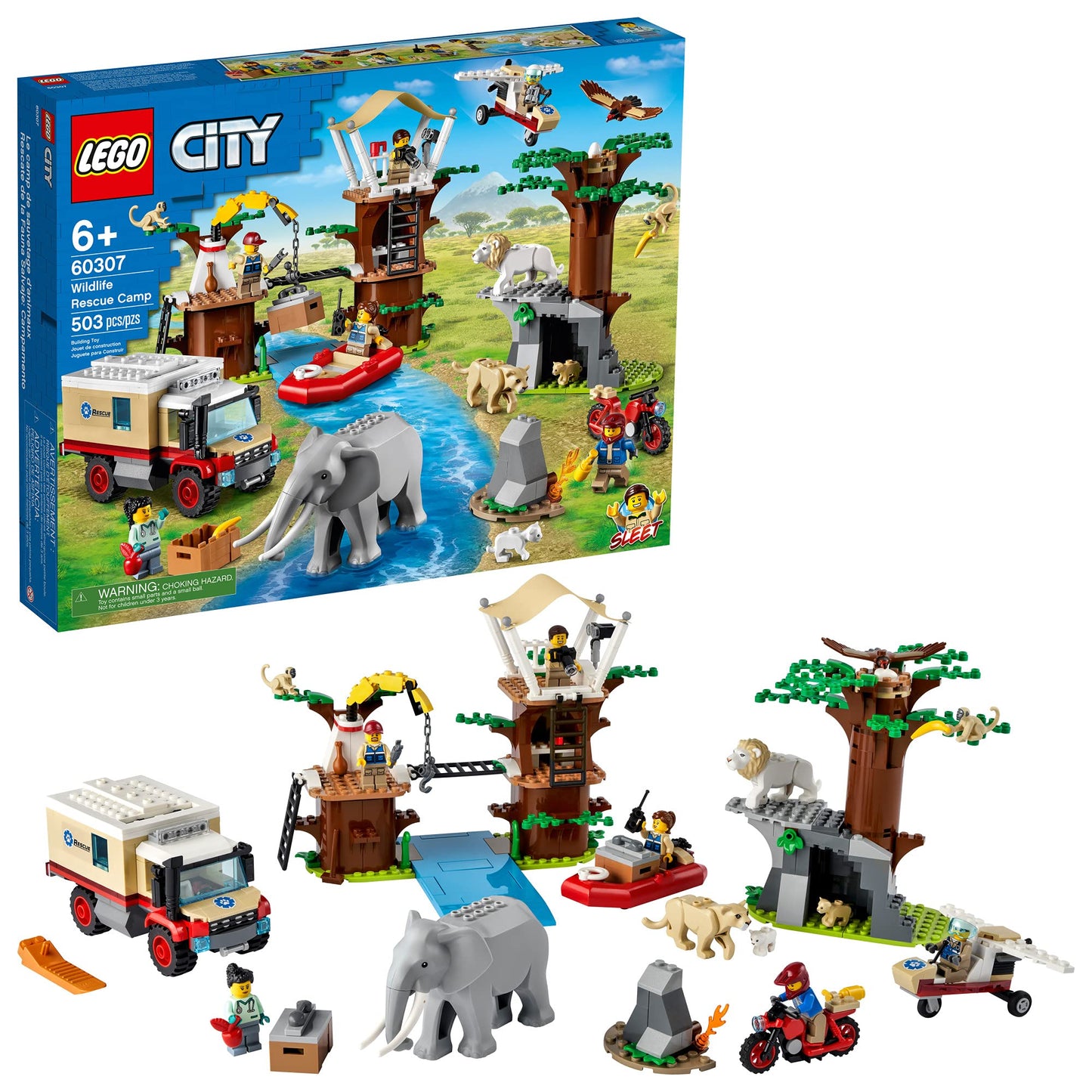 LEGO City Wildlife Rescue Camp 60307 Building Kit; Animal Playset; Top Toy for Kids Aged 6 and Up; New 2021 (503 Pieces)