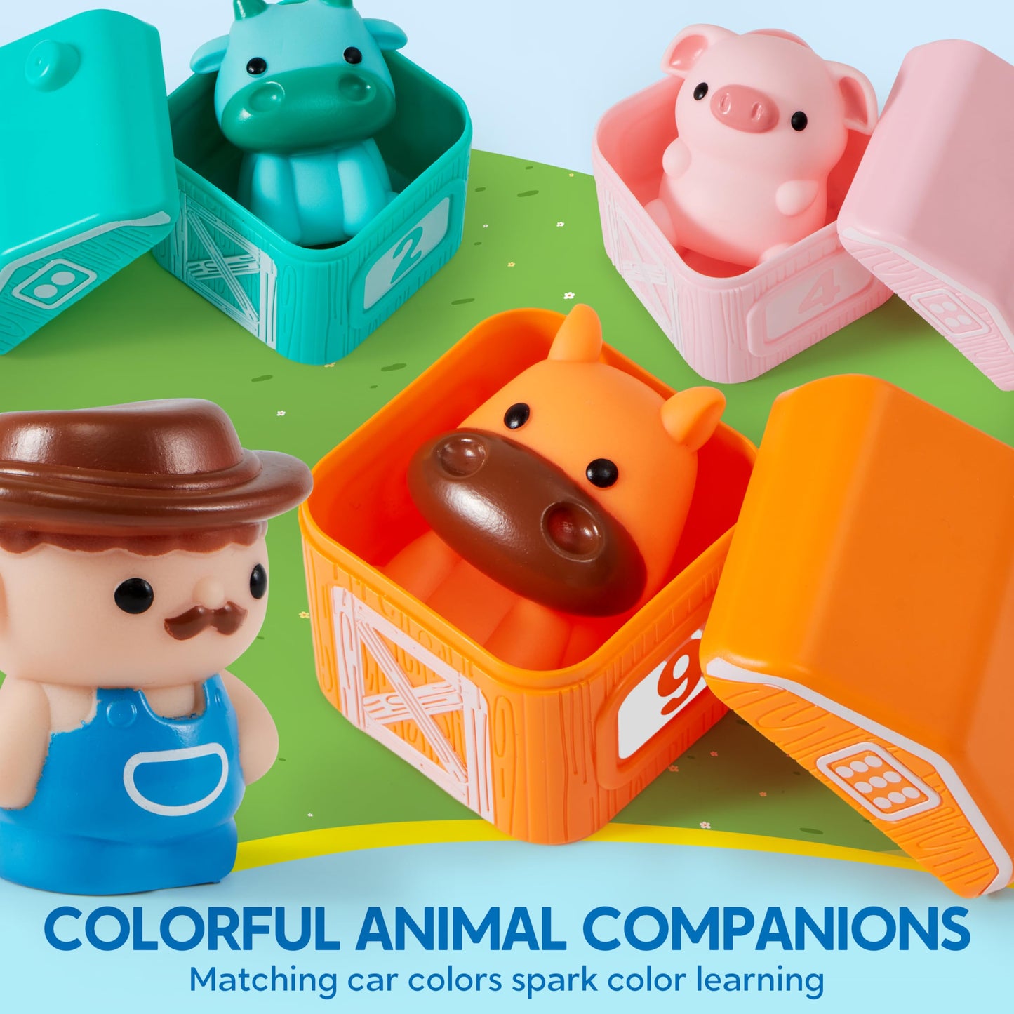 Play-Act Learning Toy for Toddlers 1 2 3 Years Old, Counting, Matching & Sorting Montessori Learning Farm Train Including 9 Farm Animals, Birthday