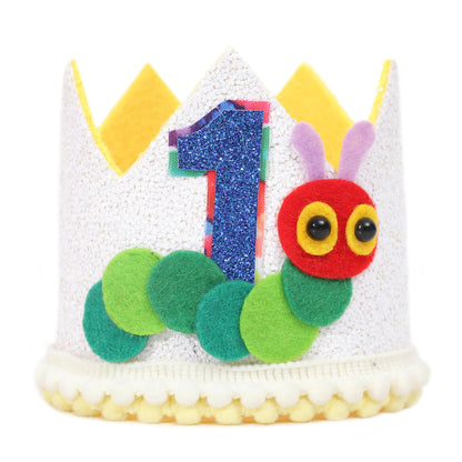 ZZDCMS Caterpillar 1st Birthday Crown - Hungry Caterpillar Theme Party Decorations,First Birthday Party Crown For Boys,Hungry Caterpillar Cake Smash