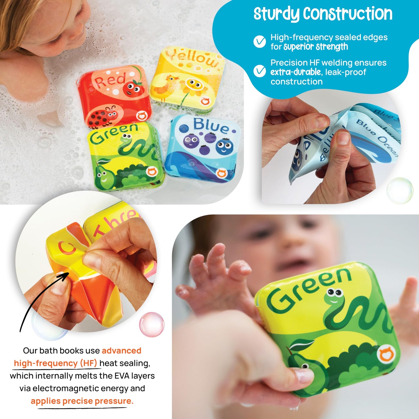 BabyBibi Floating Baby Bath Books for Baby. Kids Learning Bath Toys. Waterproof Bathtime Toys for Toddlers. Kids Educational Infant Bath Toys. (Set