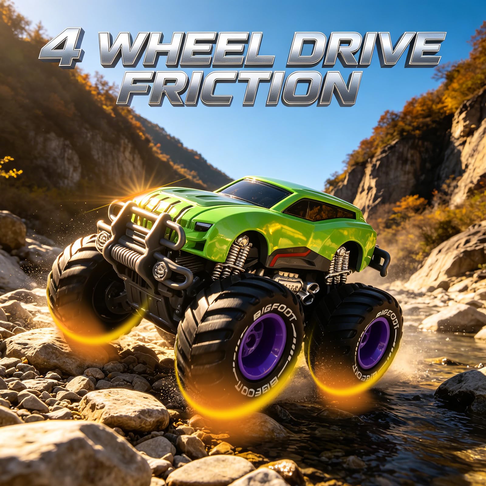 Iridety Movie Superhero 1:64 Scale Monster Trucks Toy Trucks,Metal Body,Giant Wheels, Favorite Characters and Cool Designs, Age 3, 4-8 and Above?Hulk?
