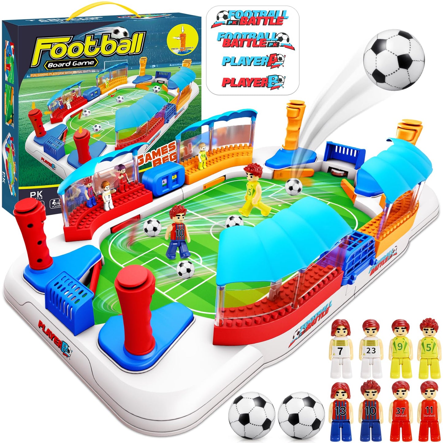 Mini Foosball Table Game Soccer Toys for Kids Ages 3 4 5 6 7 8-12 - Portable Soccer Board Game, Interactive Tabletop Sports Toy, for Boys Girls