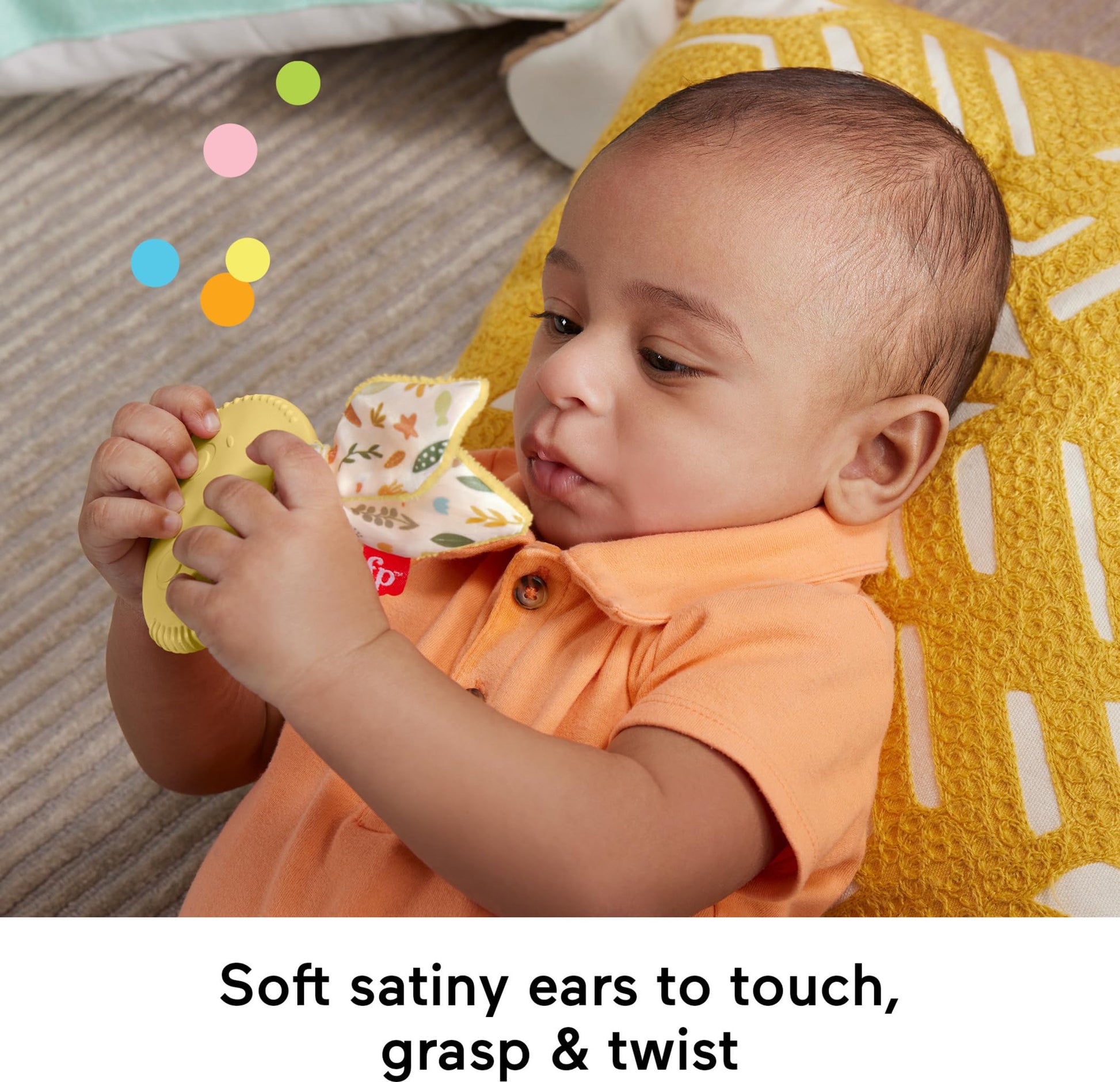 Fisher-Price Baby Toy Snuggle Bunny Teether, BPA-Free Sensory Activity for Developmental Play for Newborns Ages 3+ Months