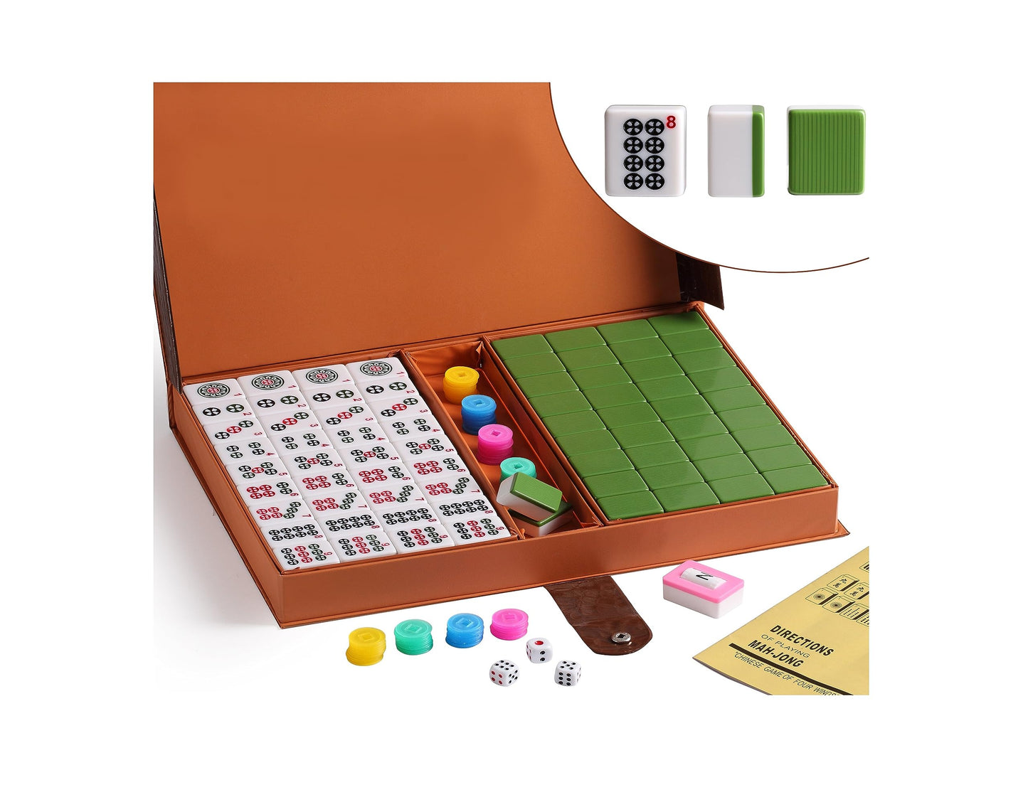usamjtable Chinese Filipino Mahjong Set 144 Numbered Melamin Tiles (PVC Green)