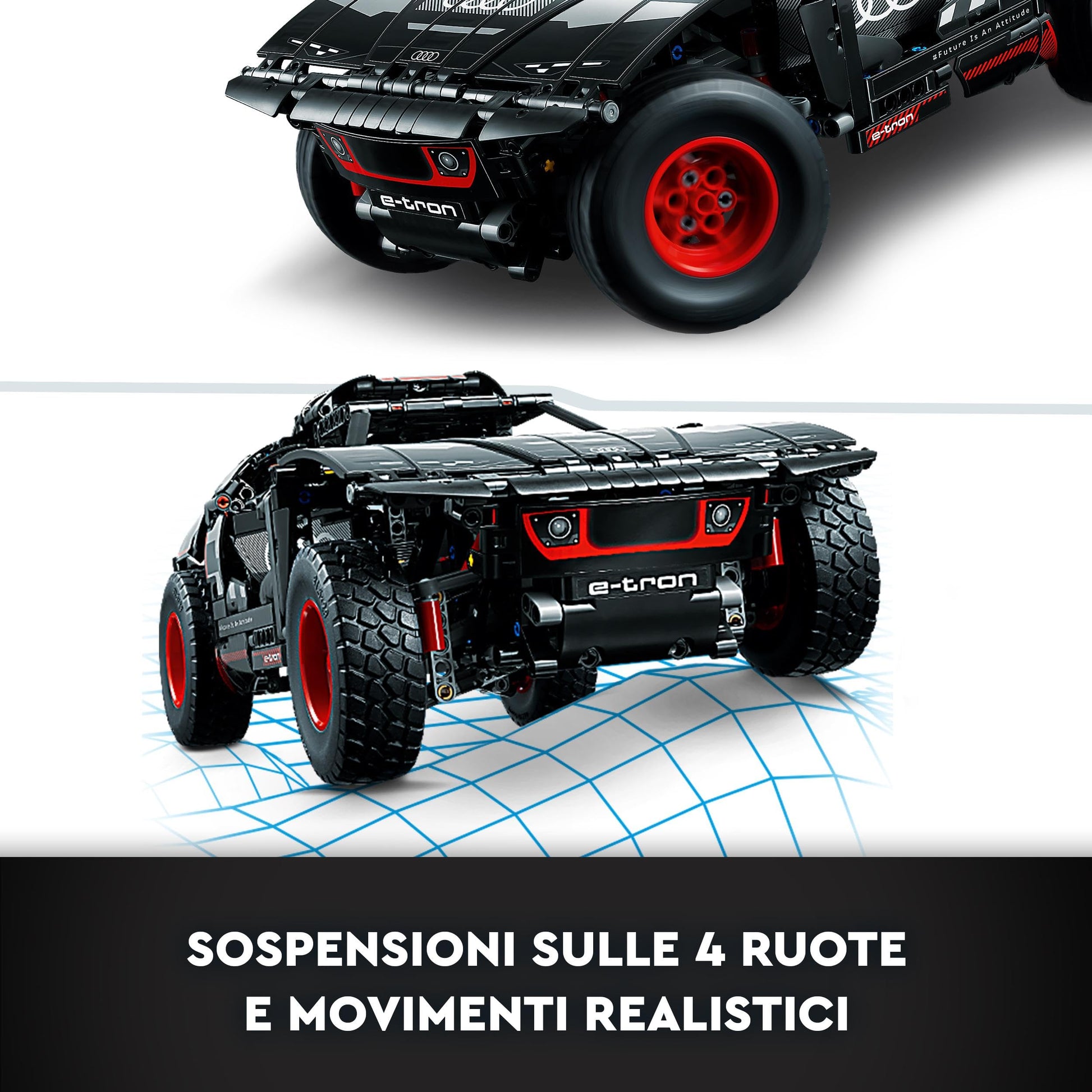 LEGO Technic Audi RS Q e-tron 42160 Advanced Building Kit for Kids Ages 10 and Up, This Remote Controlled Car Toy Features App-Controlled Steering and