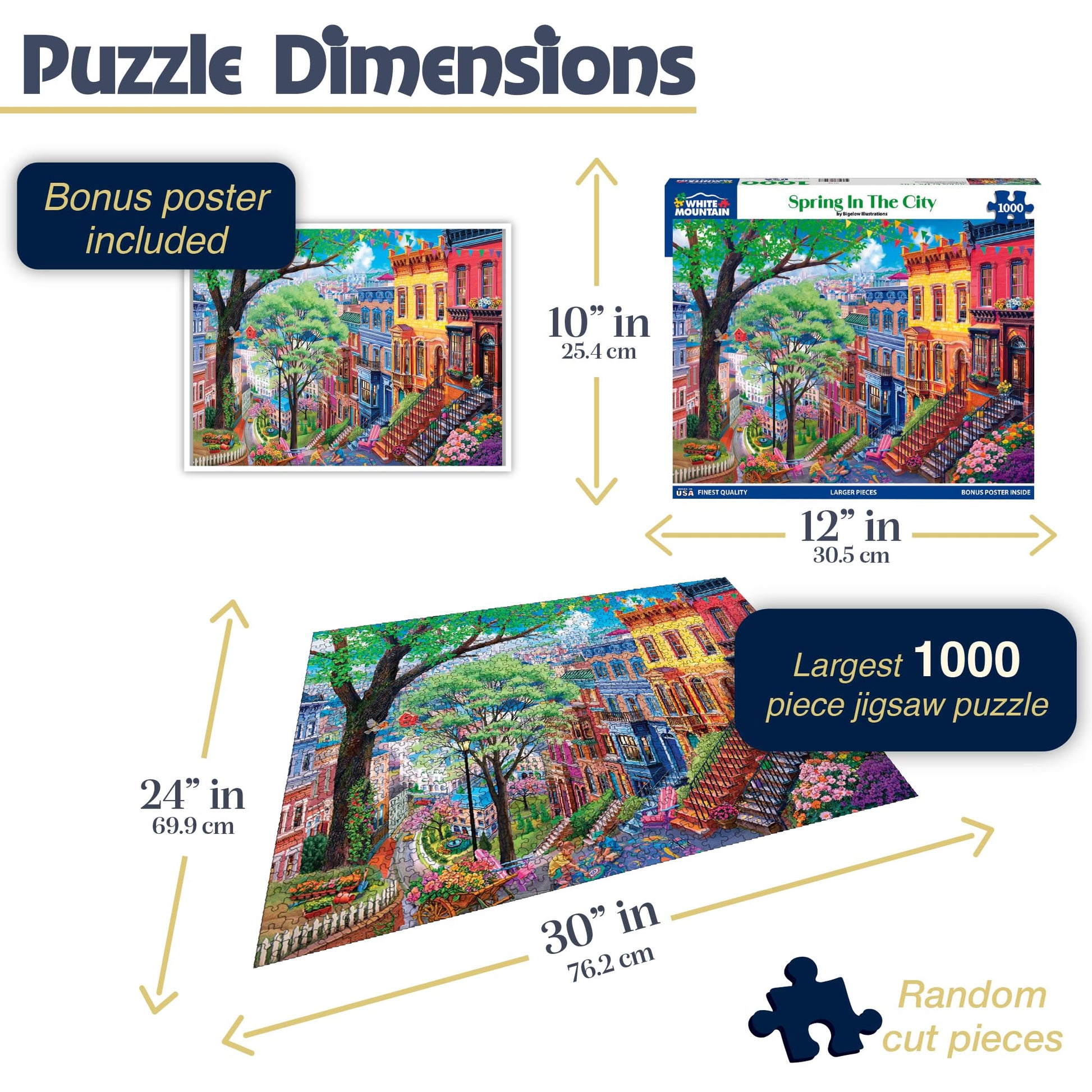 White Mountain Puzzles Spring in the City Puzzle, 1 EA