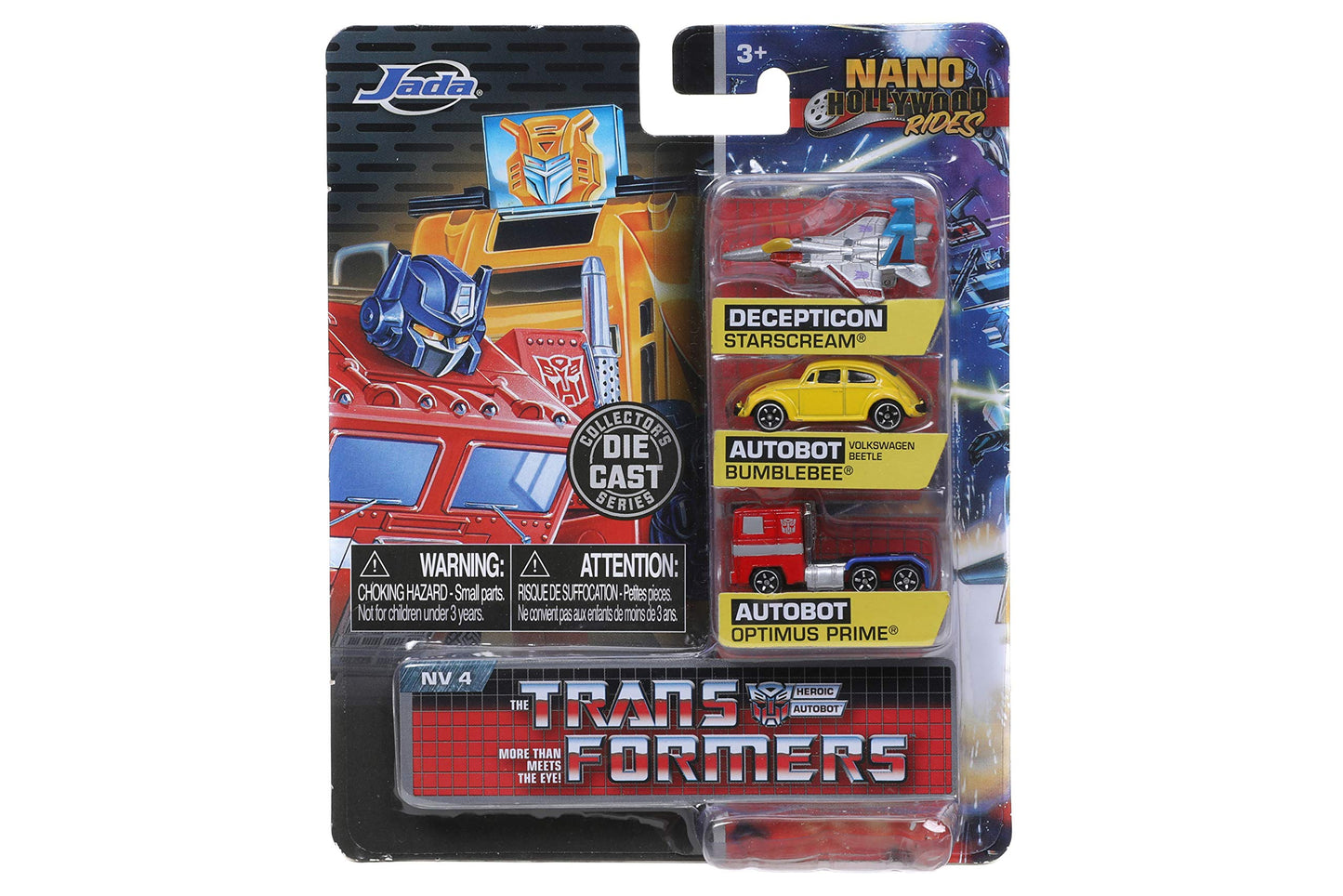 Jada Transformers G1 1.65" Nano 3-Pack Die-cast Cars, Toys for Kids and Adults