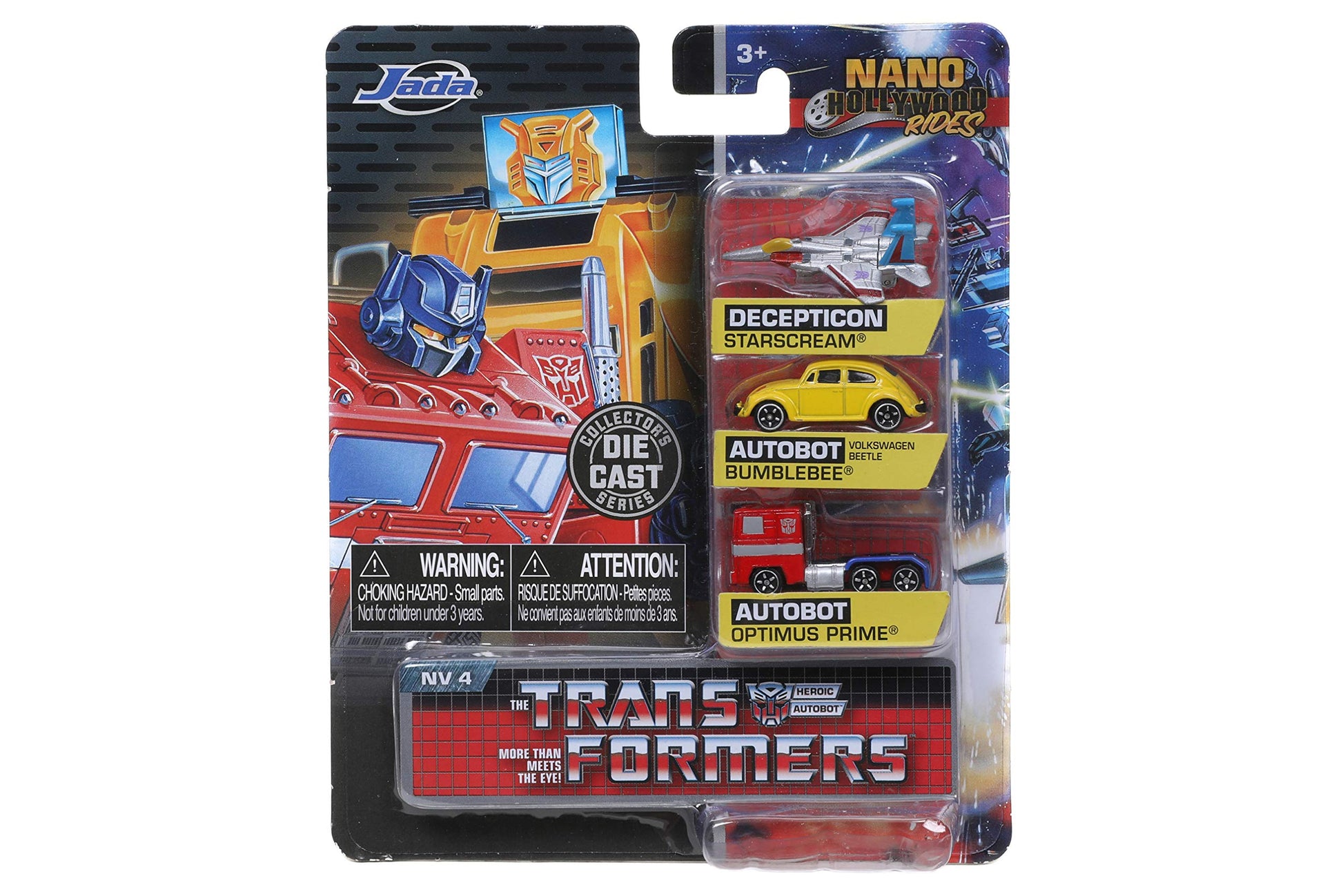 Jada Transformers G1 1.65" Nano 3-Pack Die-cast Cars, Toys for Kids and Adults
