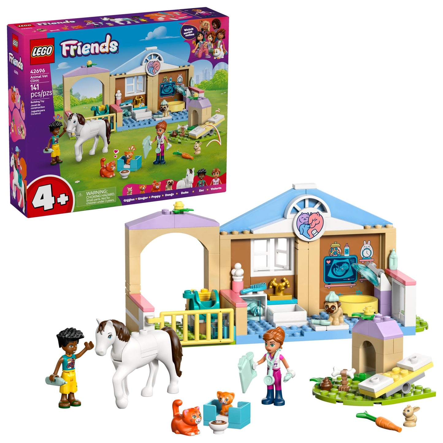 LEGO Friends Animal Vet Clinic Building Toy - Playset for Preschool Girls & Boys, Ages 4+ - Gift for Birthdays - W/Valeria & Zac Minidolls, 5 Toy