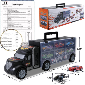 Toddler Toys for 3-4 Year Old Boys,Large Transport Cars Carrier Set Truck Toys with 12 Die cast Vehicles Truck Toys Cars,Ideal Christmas Easter Gifts