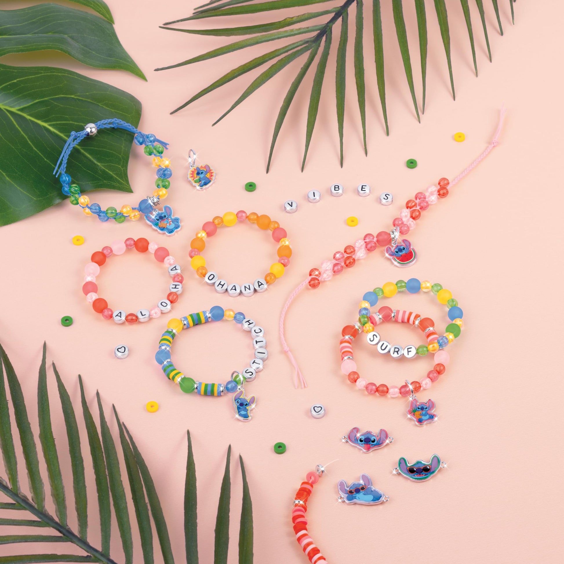 Make It Real: Disney Stitch - Craft Along Storybook & DIY Jewelry Kit - 1865pc Craft Set, Design & Create 12 ABC & Bead Bracelets, Tween-Girls-Kids 6+