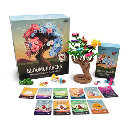 Bloomchasers 3D Flower Stacking Tree Building Board Game for Families and Adults, Light Strategy, Beautiful, Fun & Competitive, Base Game + Expansion