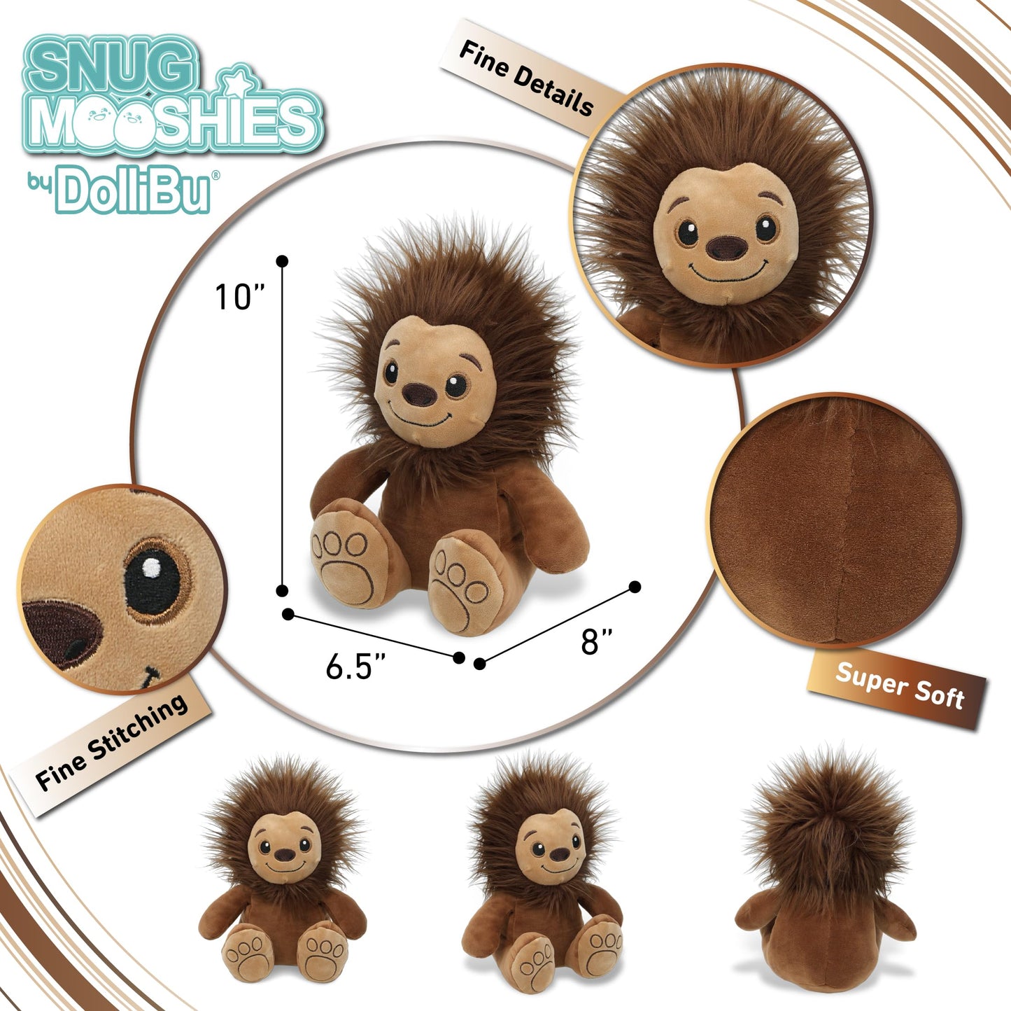 DolliBu Snug Mooshies Standing Bigfoot Stuffed Animal - Super Squishy Sensory Plush Mythical Toy, Cute Kids Plush Animal Friend to Play, Squeeze
