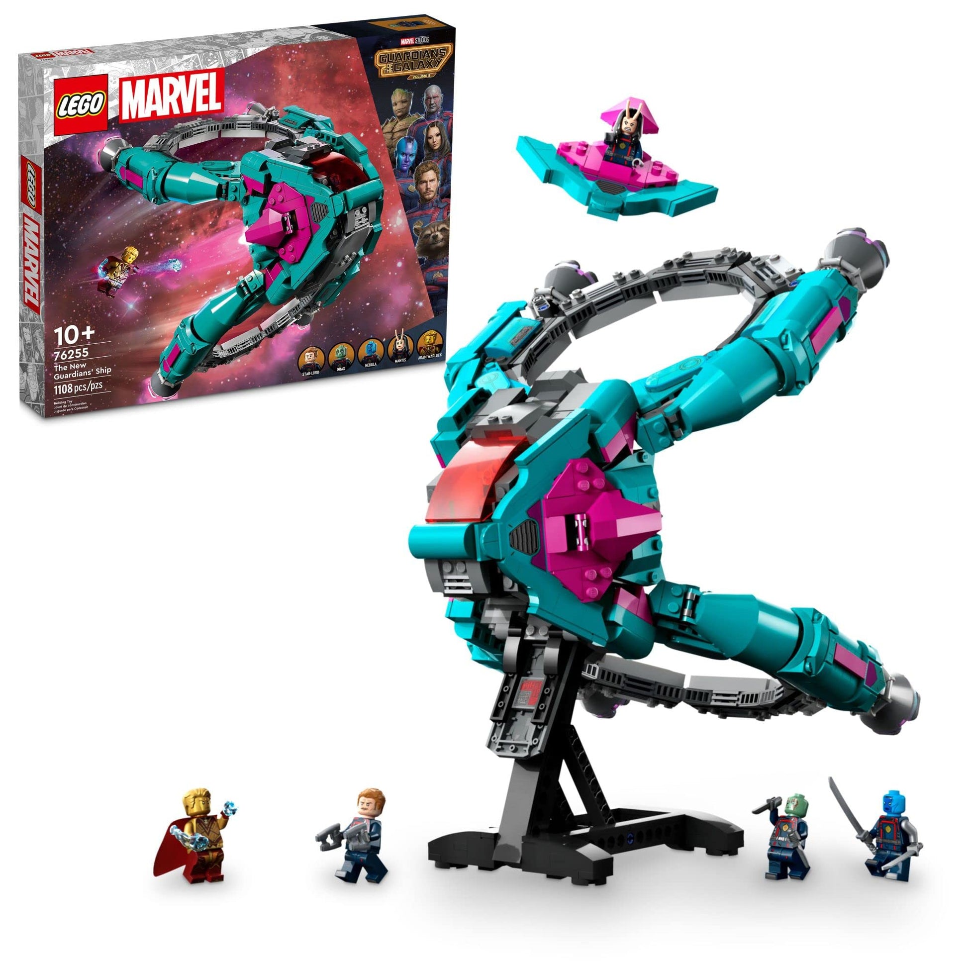 LEGO Marvel The New Guardians’ Ship 76255, Spaceship Building Toy with 5 Minifigures, Collectible Model from Guardians of The Galaxy 3, Displayable