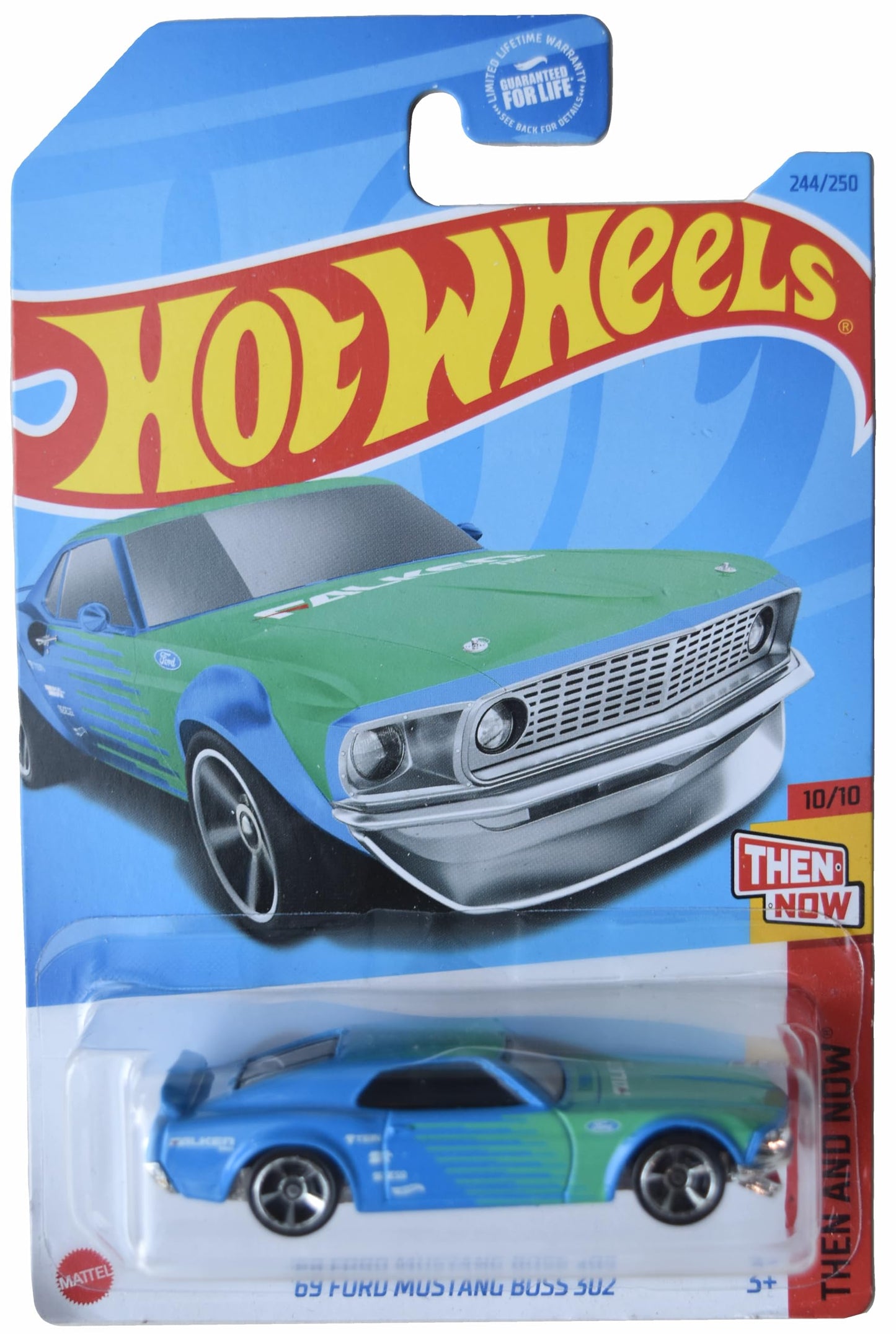 Hot Wheels '69 Ford Mustang Boss 302, Then and Now 10/10 [Blue/Green] 244/250