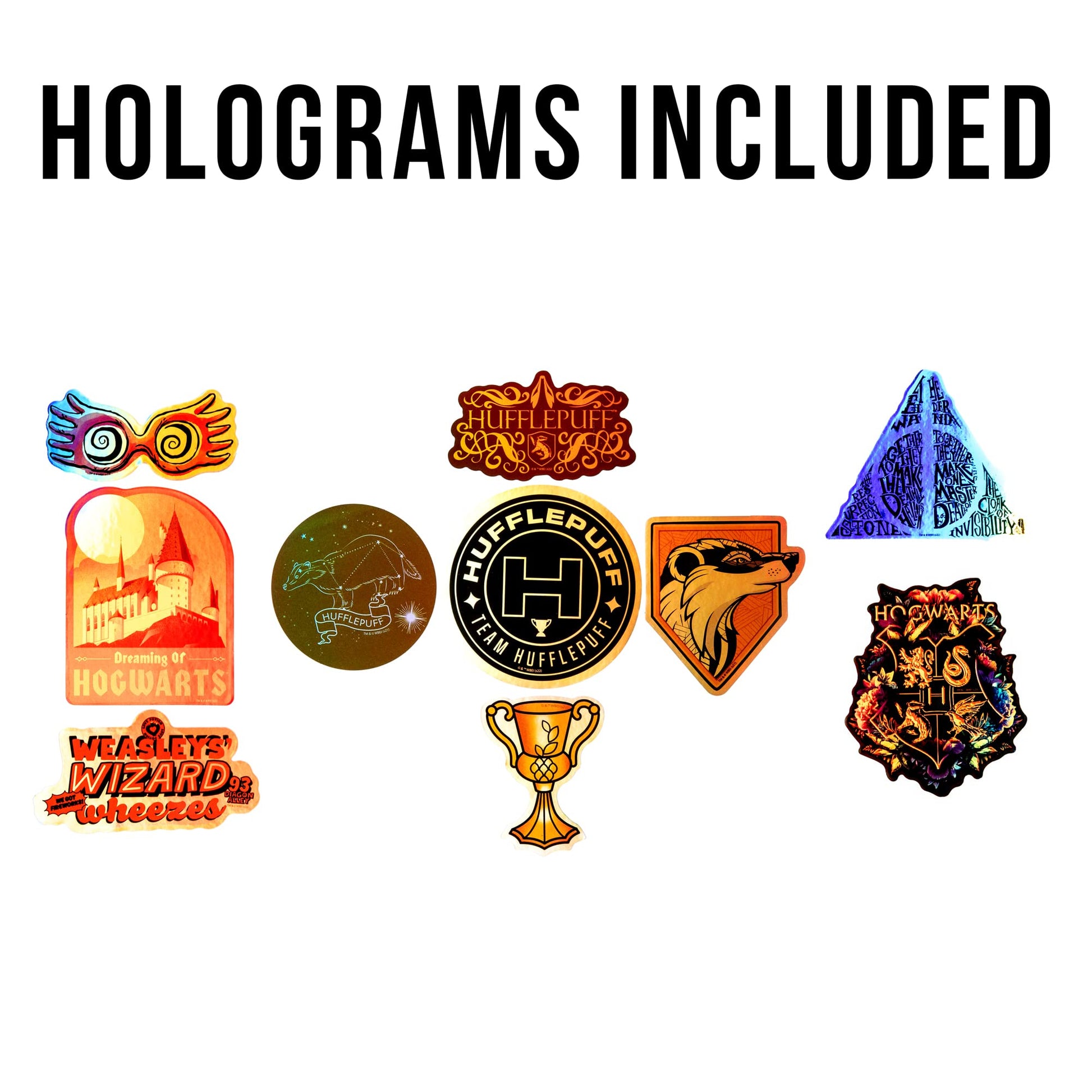 Conquest Journals Harry Potter Hufflepuff Vinyl Stickers, Unique Stickers Including Holograms, Waterproof and UV Resistant, Great for All Your Gadgets