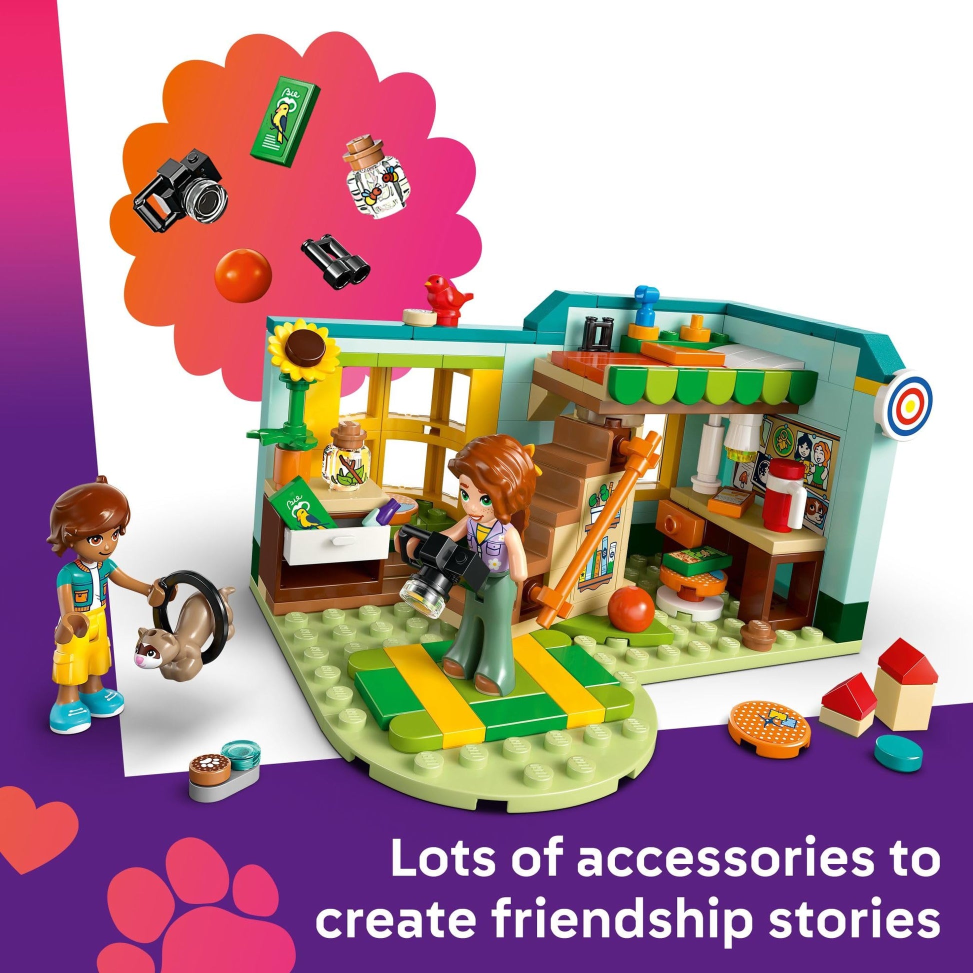 LEGO Friends Autumn’s Room Building Toy - Pretend Play Set for Kids, Girls and Boys, Ages 6+ - with 2 Minidolls, Bandit The Ferret, and Bird Figure -