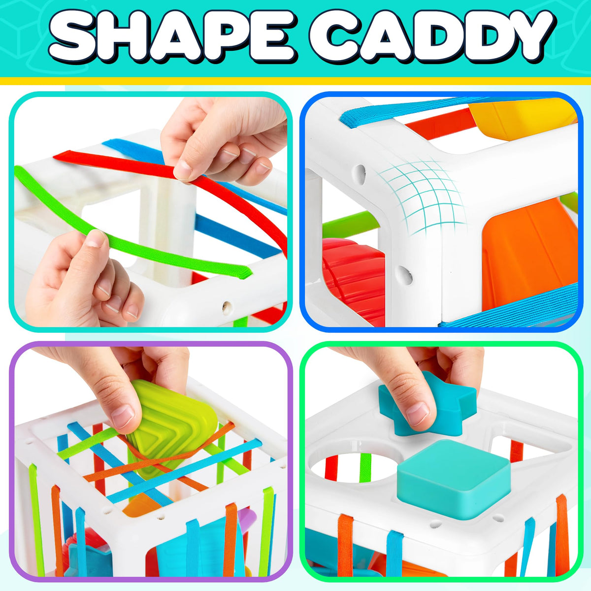 Playkidiz Shape Sorter Baby Toys, Sorting & Stacking Blocks Toy for Toddlers, Sensory Shapes, Early Learning Development Activity Cube for Boys