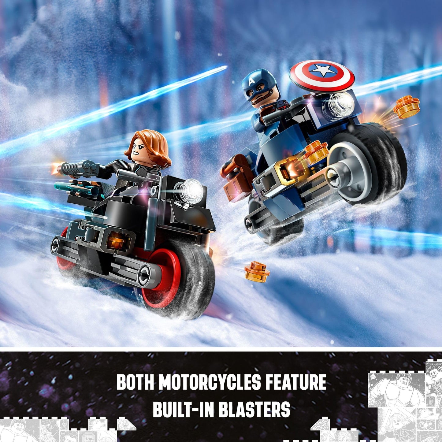 LEGO Marvel Black Widow & Captain America Motorcycles 76260 Buildable Marvel Toy for Kids Ages 6-8, Marvel Playset Based on the Avengers Age of Ultron