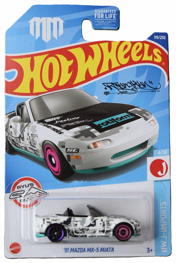Hot Wheels '91 Mazda MX-5 Miata - J-Imports 4/10 - White