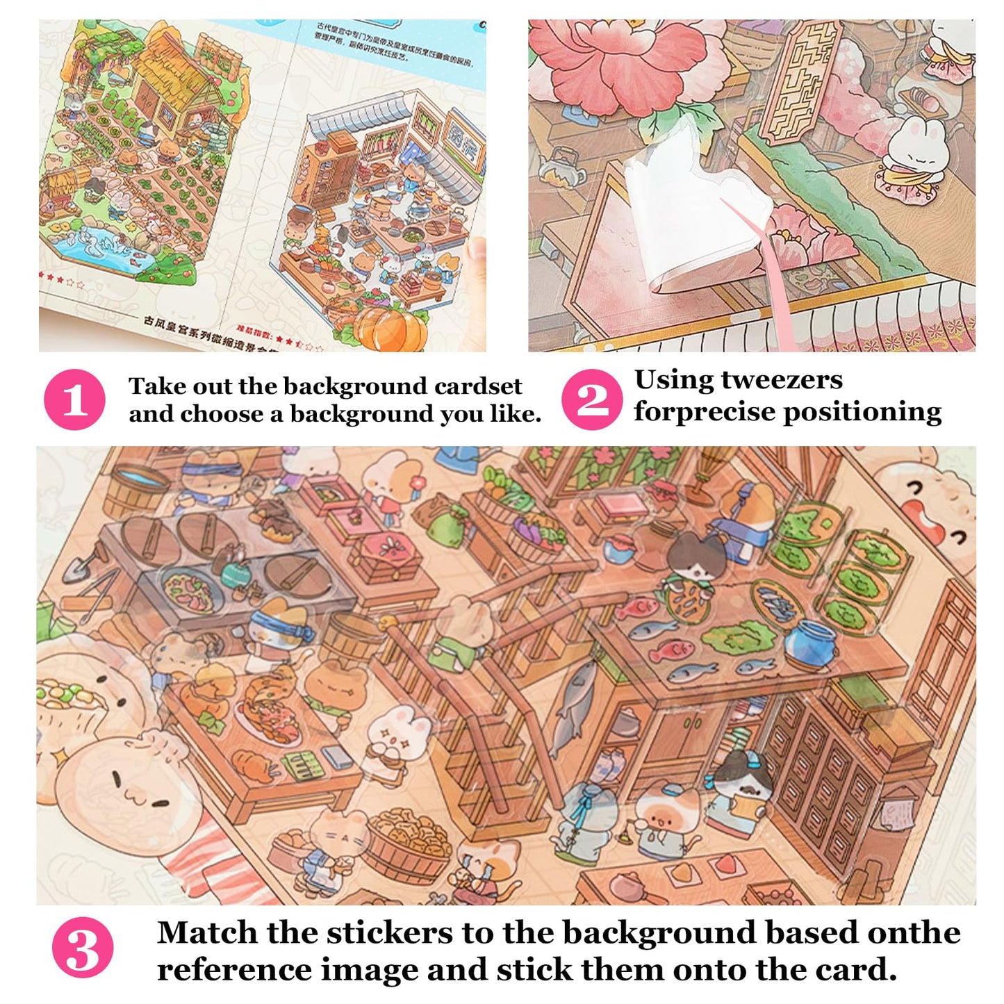 SZXYCZL 12 PCS Cute Oversize Miniature 3D DIY Sticker Scene, Scenery Stick Book Make Own Mini House Sticker Therapy Relief Pass The Time Gift for Teen