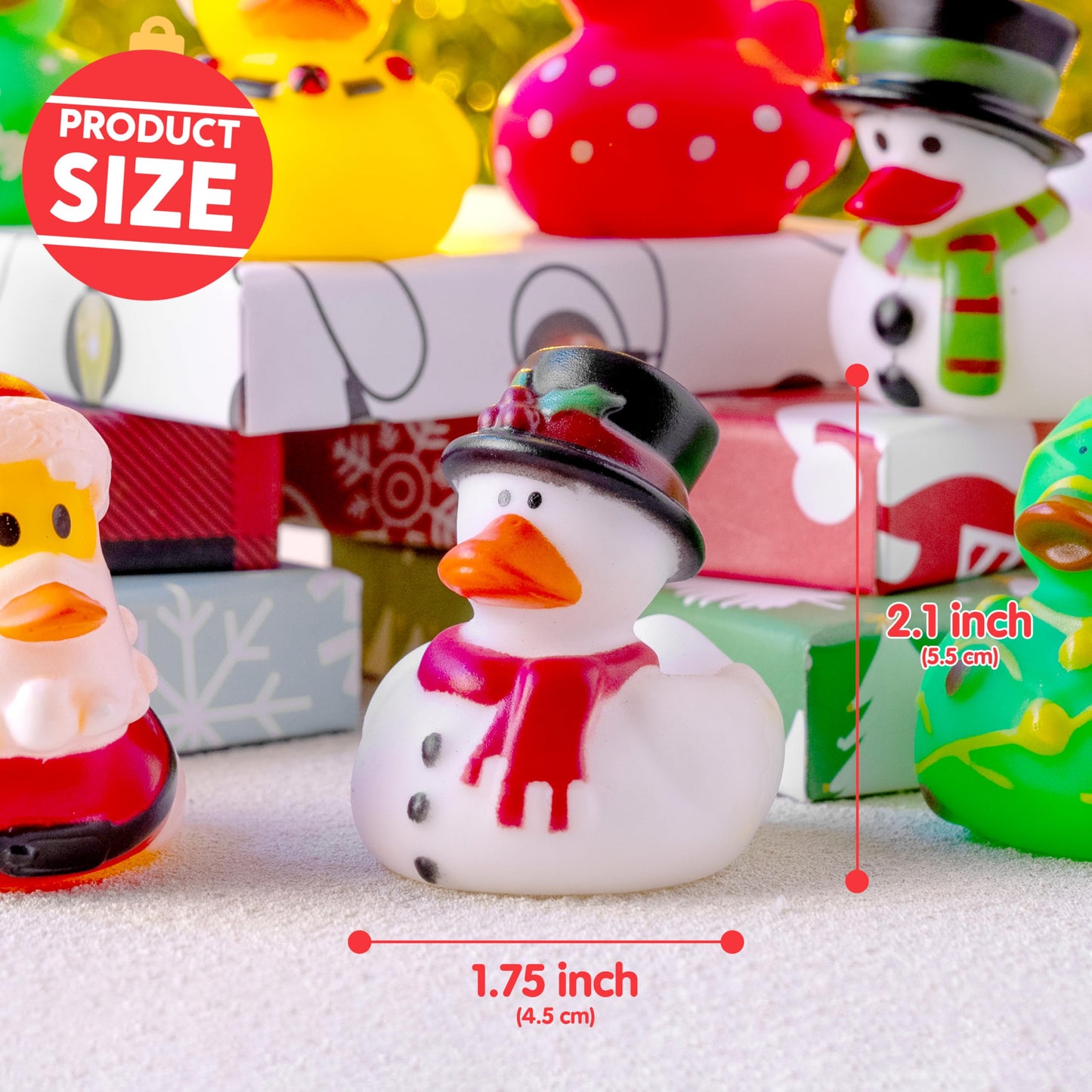 JOYIN 24 PCS Christmas Ducks Baby Bathtub Toys, Assorted Xmas Rubber Duckies for Kids Gifts, Ducky Toddler Bath Toys Rubber Duck Bulk for Stocking