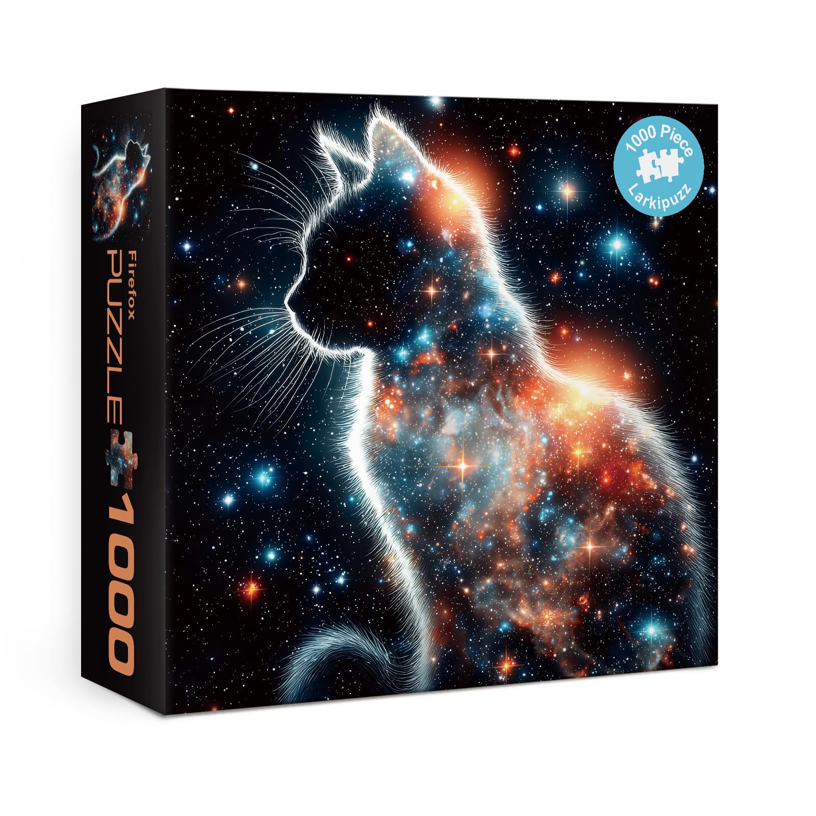 Larkipuzz Funny Mystery Cat Starry Night Puzzles for Adults 1000 Pieces