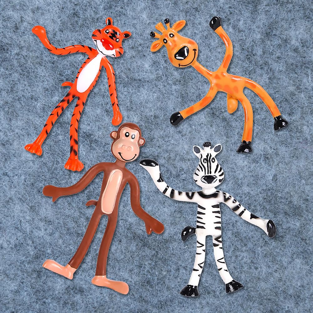 Rhode Island Novelty 4" Bendable Zoo Animals | 12 Per Order