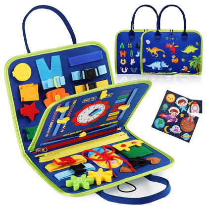 Guolely Busy Board Montessori Toy for 3-6 Year Old Toddlers - Educational Activity Developing Sensory Board for Fine Basic Dress Motor Skills - Travel