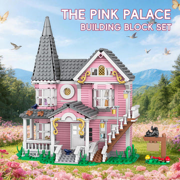 Myth Qholve Pink Palace Apartment Building Set Halloween Haunted House Blocks Detailed Castle House Model with Classic European Style Detailed
