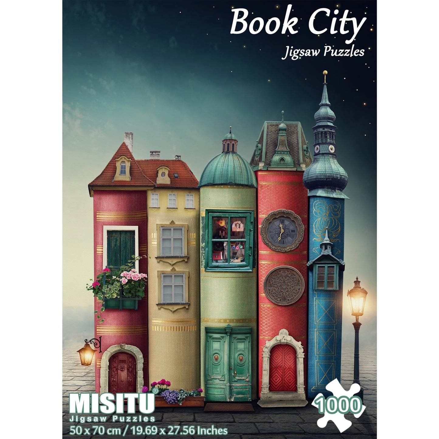 MISITU Jigsaw Puzzles 1000 Pieces for Adults Challenging Difficult Puzzles Christmas Birthday Gift Game Toys Book City 19.69 x 27.56 Inches