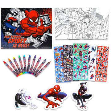 Marvel Spiderman Coloring Activity Kit - Bundle Coloring Pages, Markers, Stickers, More for Kids, Toddlers, Girls | Spiderman Arts and Crafts