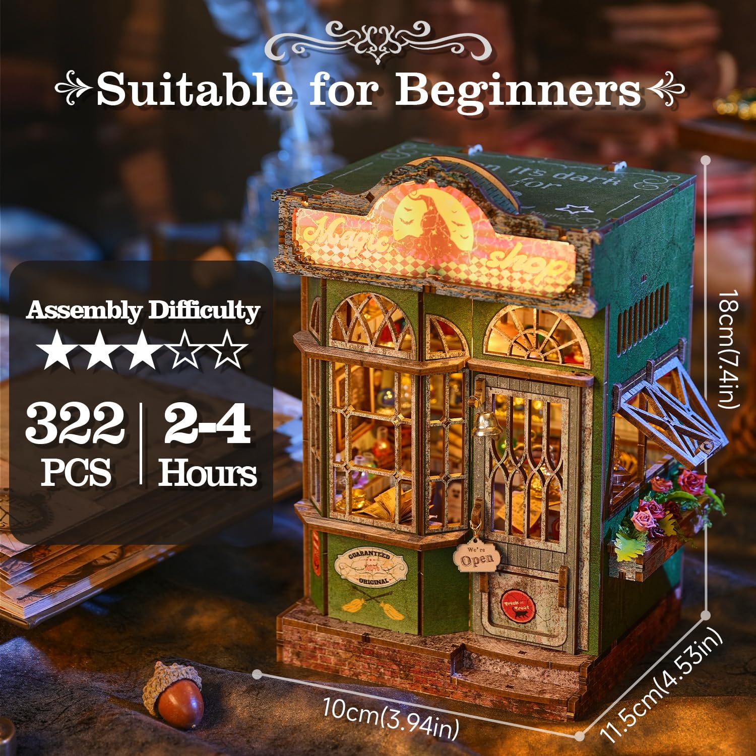 Book Nook Kit, Creative DIY Miniature House Dollhouse Kit Magic Shop