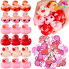 JOYIN 24 Pcs Valentine’s Day Gift Cards with Rubber Duck for Kids,Mini Rubber Duck Bath Toys for Classroom Exchange Prizes, Valentine Party Favors