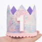 YOUAME Baby Girl First Birthday Decorations - Pastel Rainbow 1st Birthday Crown?Space Theme Cake Smash Party Hat,Pastel Rainbow Glitter Mini Party