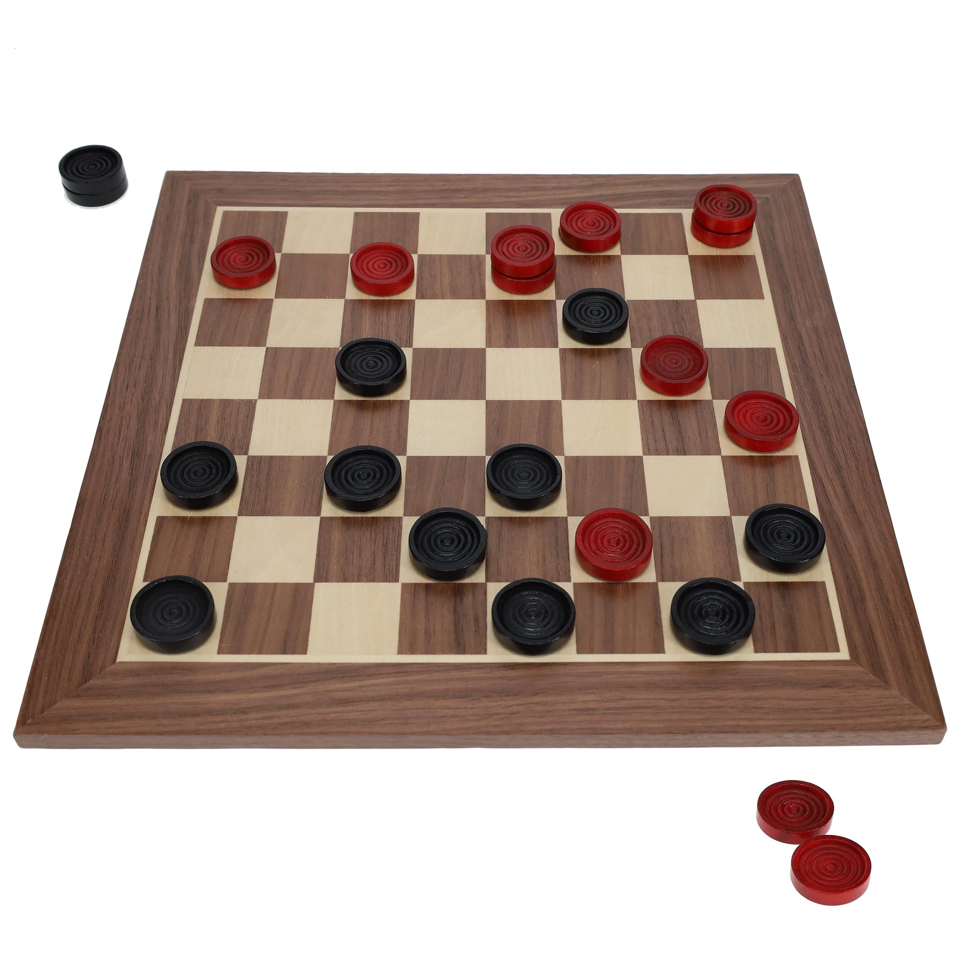 WE Games Old School Wooden Checkers Set Red and Black Pieces - 12 Inch Classic Board Game for Strategy Play, Gatherings, and Game Nights