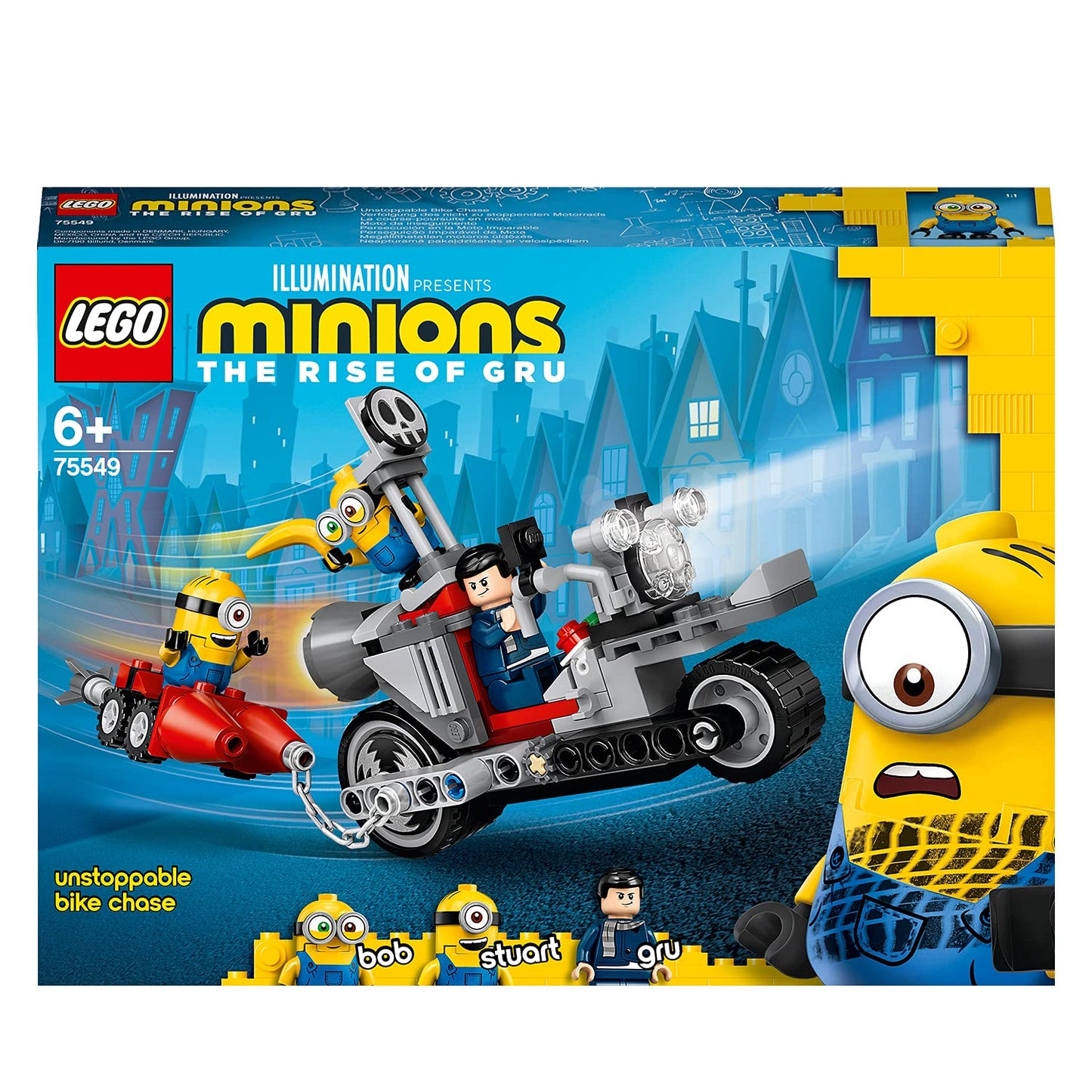 Lego 75549 Minions Unstoppable Bike Chase Construction Toy with Gru, Bob and Stuart Minion, Movie Gift Idea for Girls and Boys Ages 6 and Up
