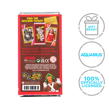 Aquarius Willy Wonka Chocolate Bar Premium Playing Cards - Themed Novelty Deck with 52 Unique Movie Designs - Collectible Merchandise Gift for Teens
