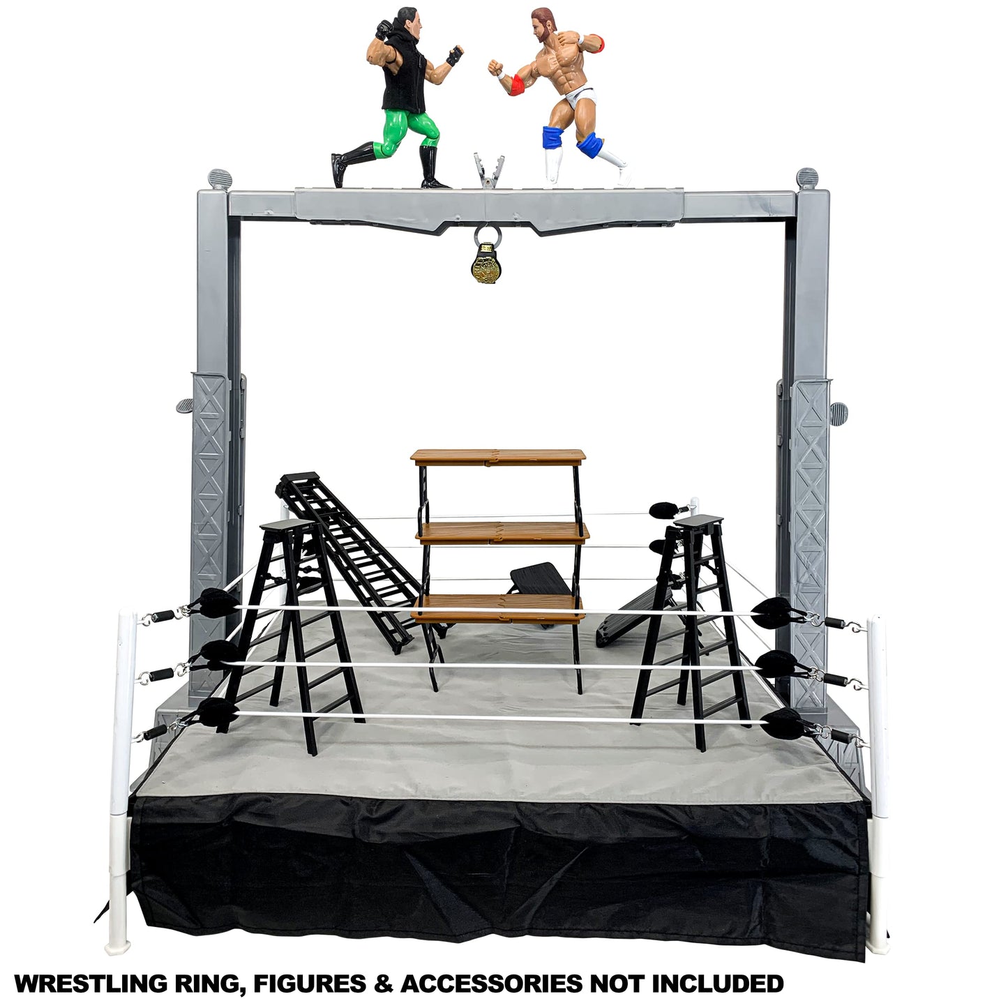 Deluxe Grab The Gear Adjustable Playset with Accessories for Wrestling Action Figures