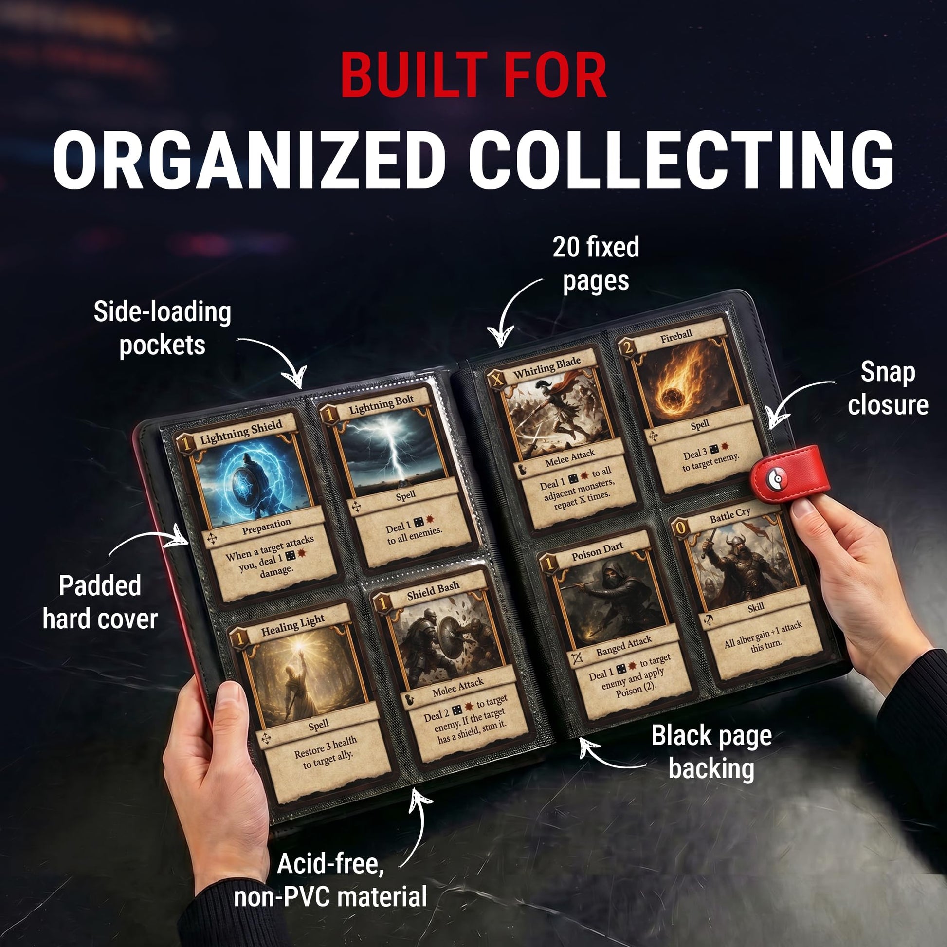 Ultra Pro Premium 4 Pocket Pokemon Binder - Pokemon Card Binder with 20 Side-Loading Pages & Holds up to 160 Cards - Acid-Free & Non-PVC - Snap
