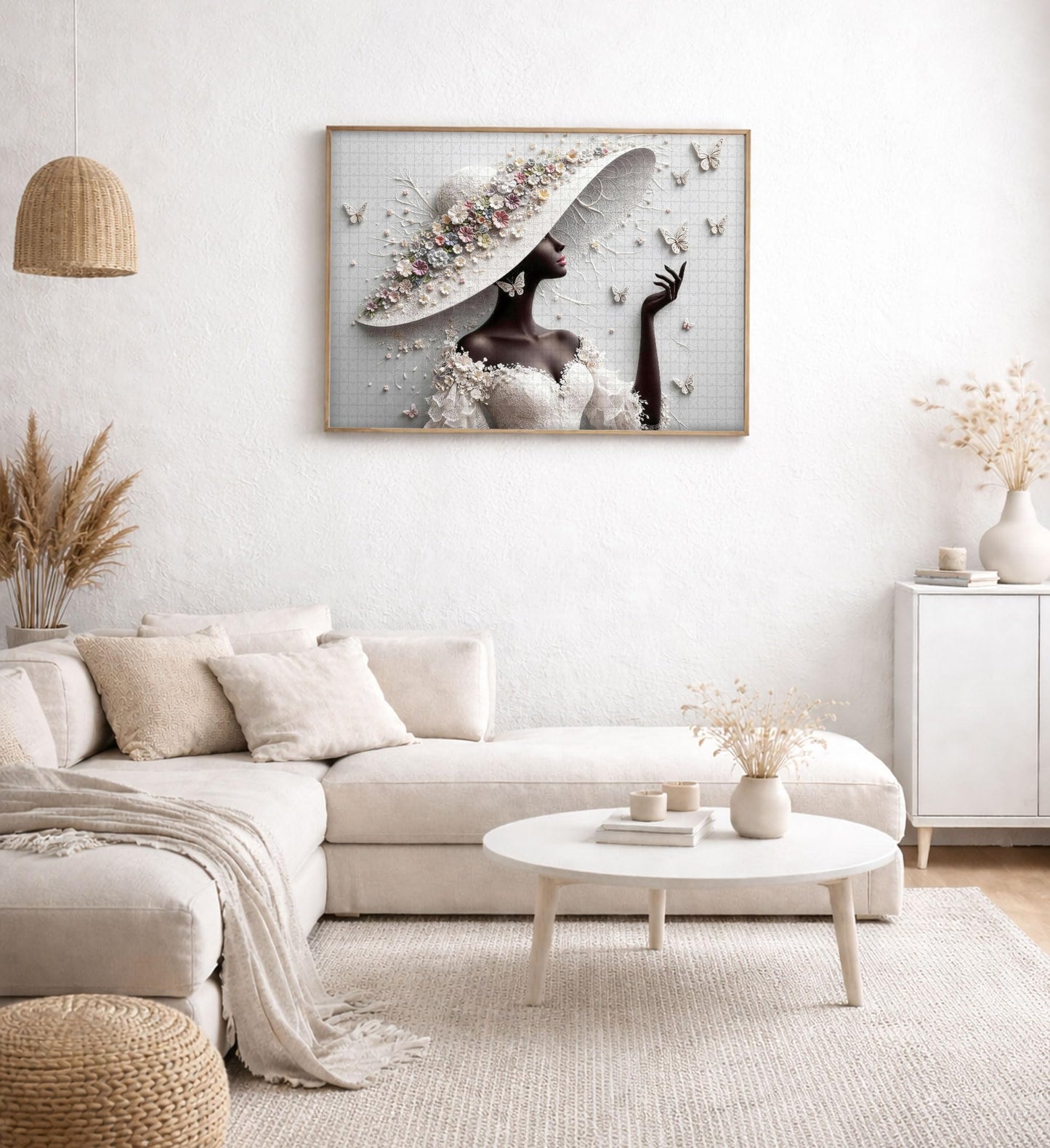 LOTAKDOS Puzzles for Adults 1000 Pieces - Elegant Flower Lady 1000 Jigsaw Puzzle, Beautiful Black and White Beauty Woman?Patchwork Art Challenge