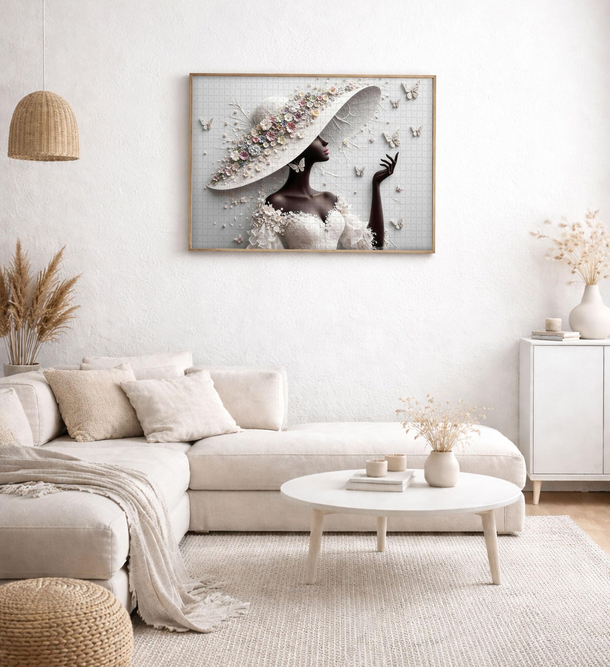 LOTAKDOS Puzzles for Adults 1000 Pieces - Elegant Flower Lady 1000 Jigsaw Puzzle, Beautiful Black and White Beauty Woman?Patchwork Art Challenge