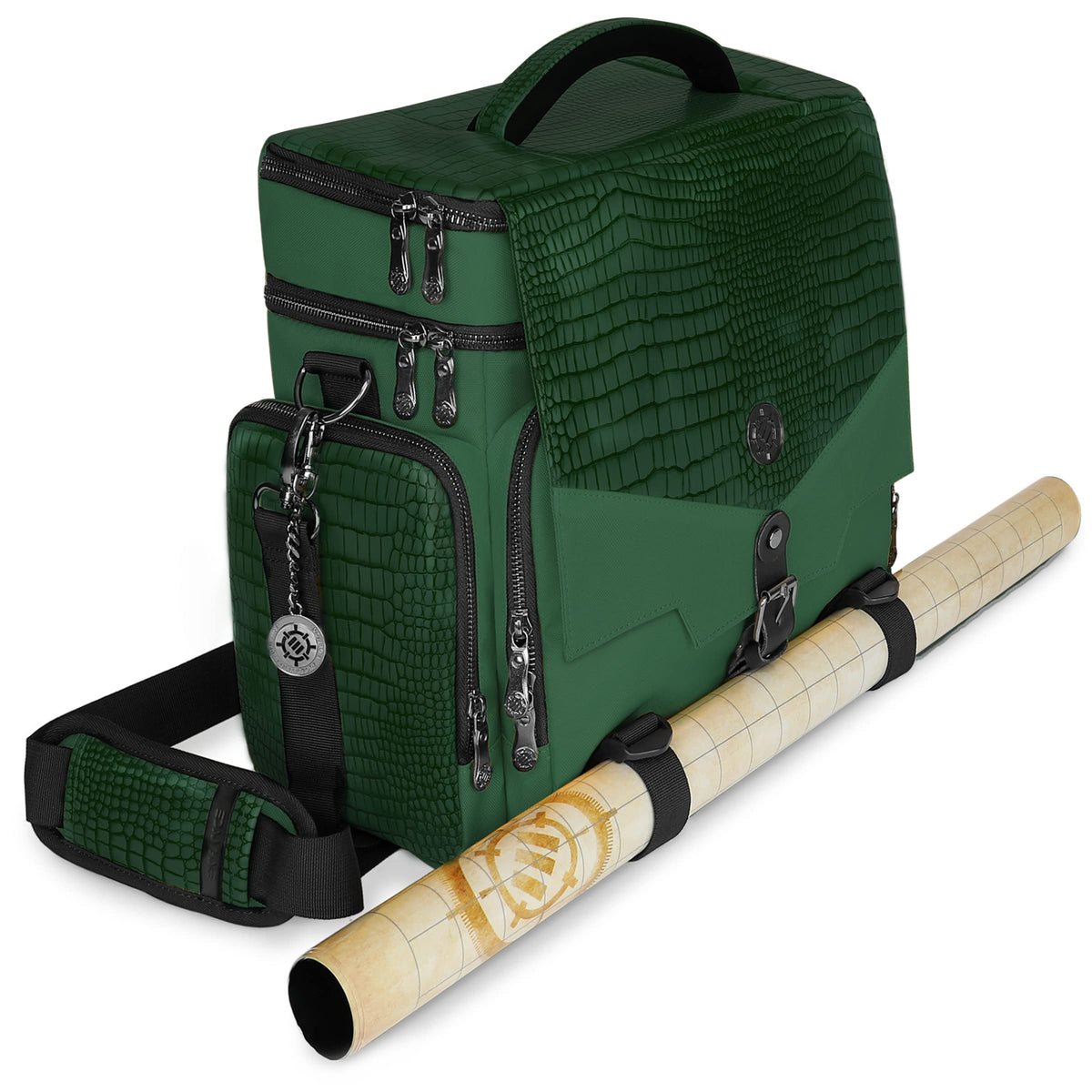 ENHANCE Collector's Edition RPG Adventurer's DnD Bag - Dragon Hide Exterior Travel RPG Bag with Tabletop Miniatures Storage Vault, Mat Holder, DnD