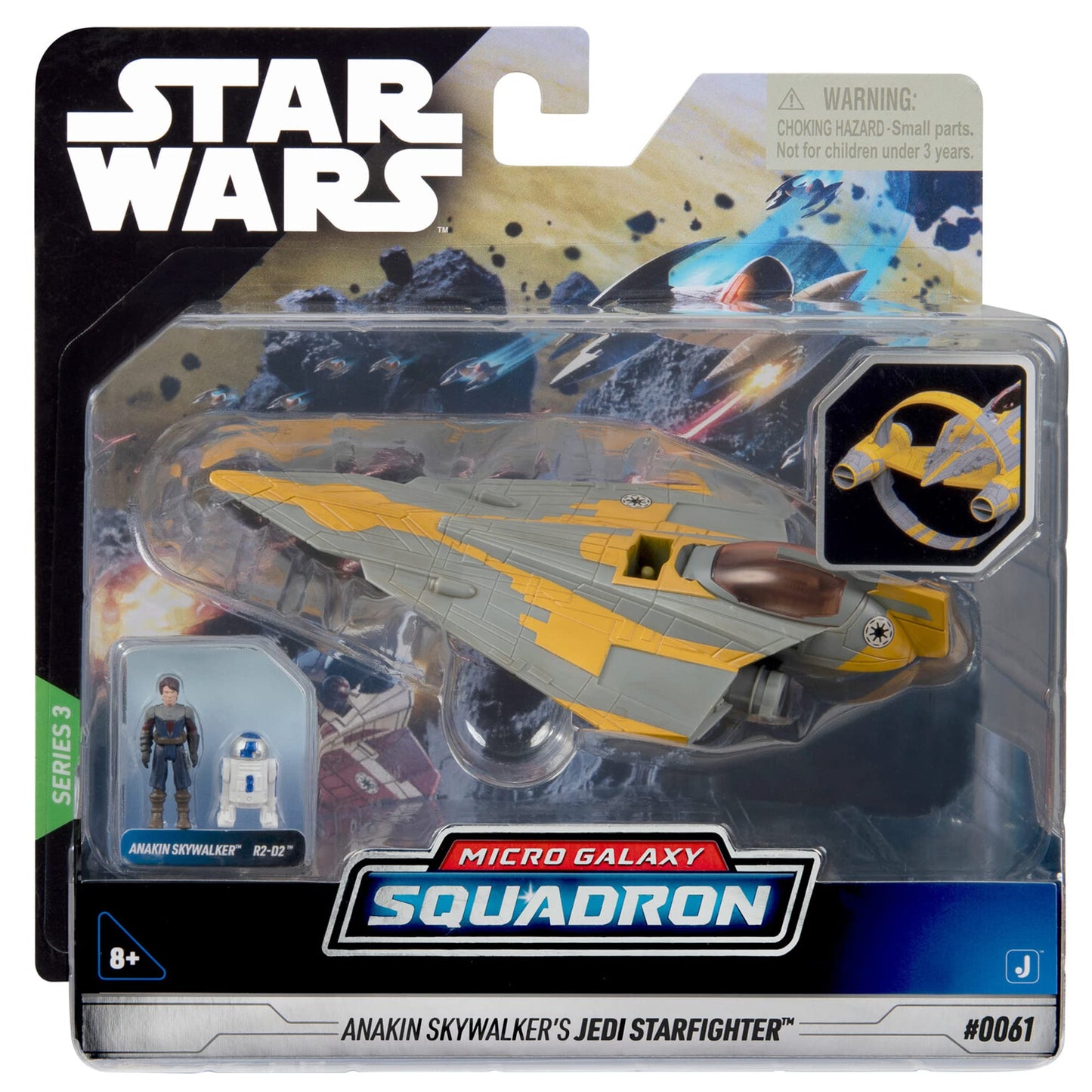 Star Wars Micro Galaxy Squadron Anakin Skywalker's Jedi Starfighter - 5-Inch Starfighter Class Vehicle with Two 1-Inch Micro Figure Accessories