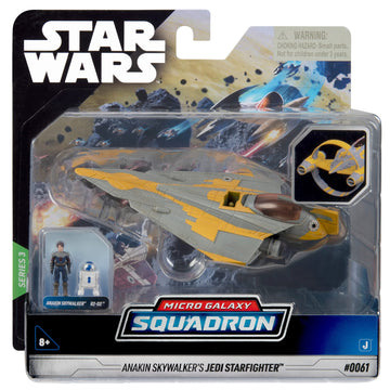 Star Wars Micro Galaxy Squadron Anakin Skywalker's Jedi Starfighter - 5-Inch Starfighter Class Vehicle with Two 1-Inch Micro Figure Accessories