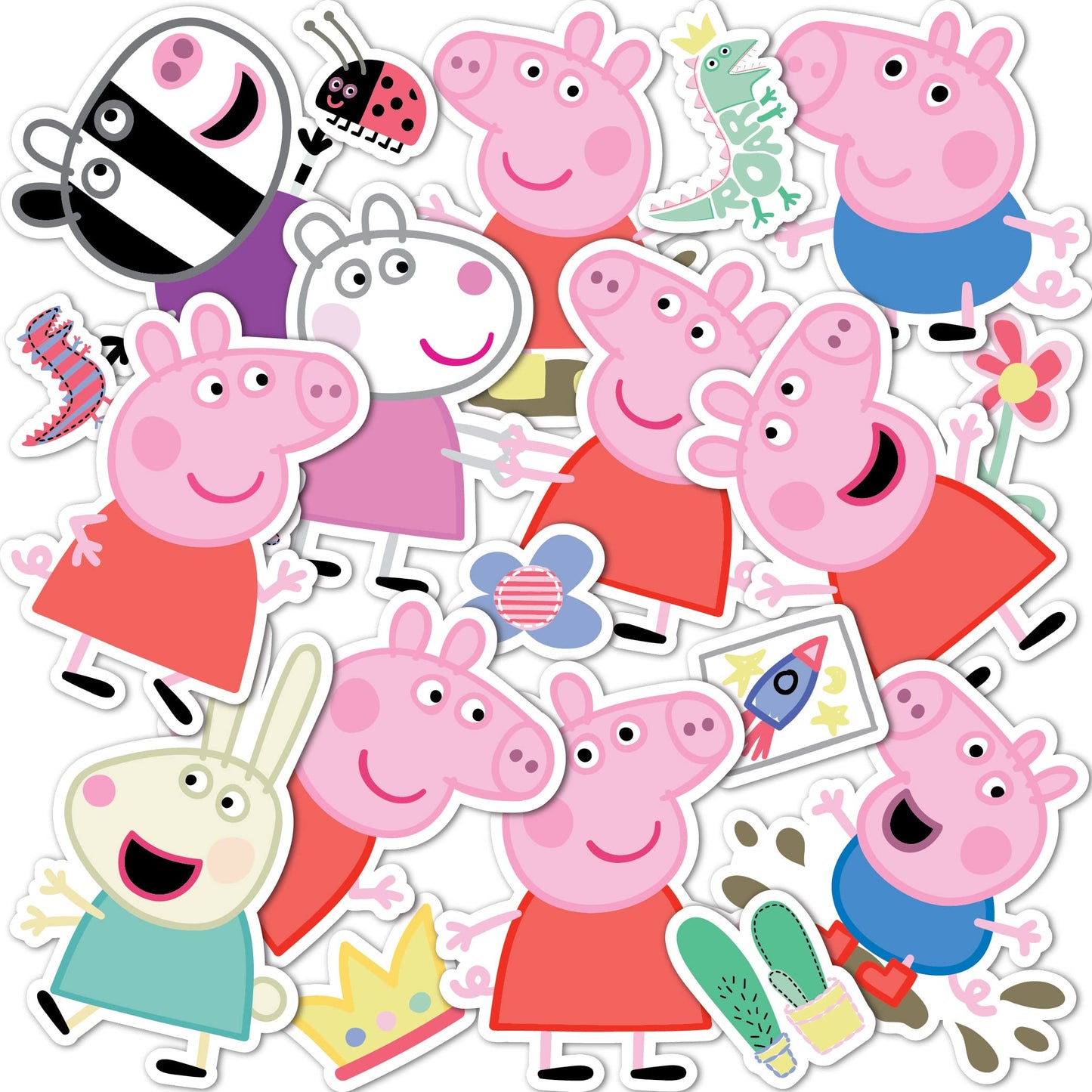 Desert Cactus Peppa Pig Sticker - 19 Peppa Stickers Premium Vinyl Decal for Laptop Water Bottle Car Scrapbook Sheet Decorations Birthday Favor Party