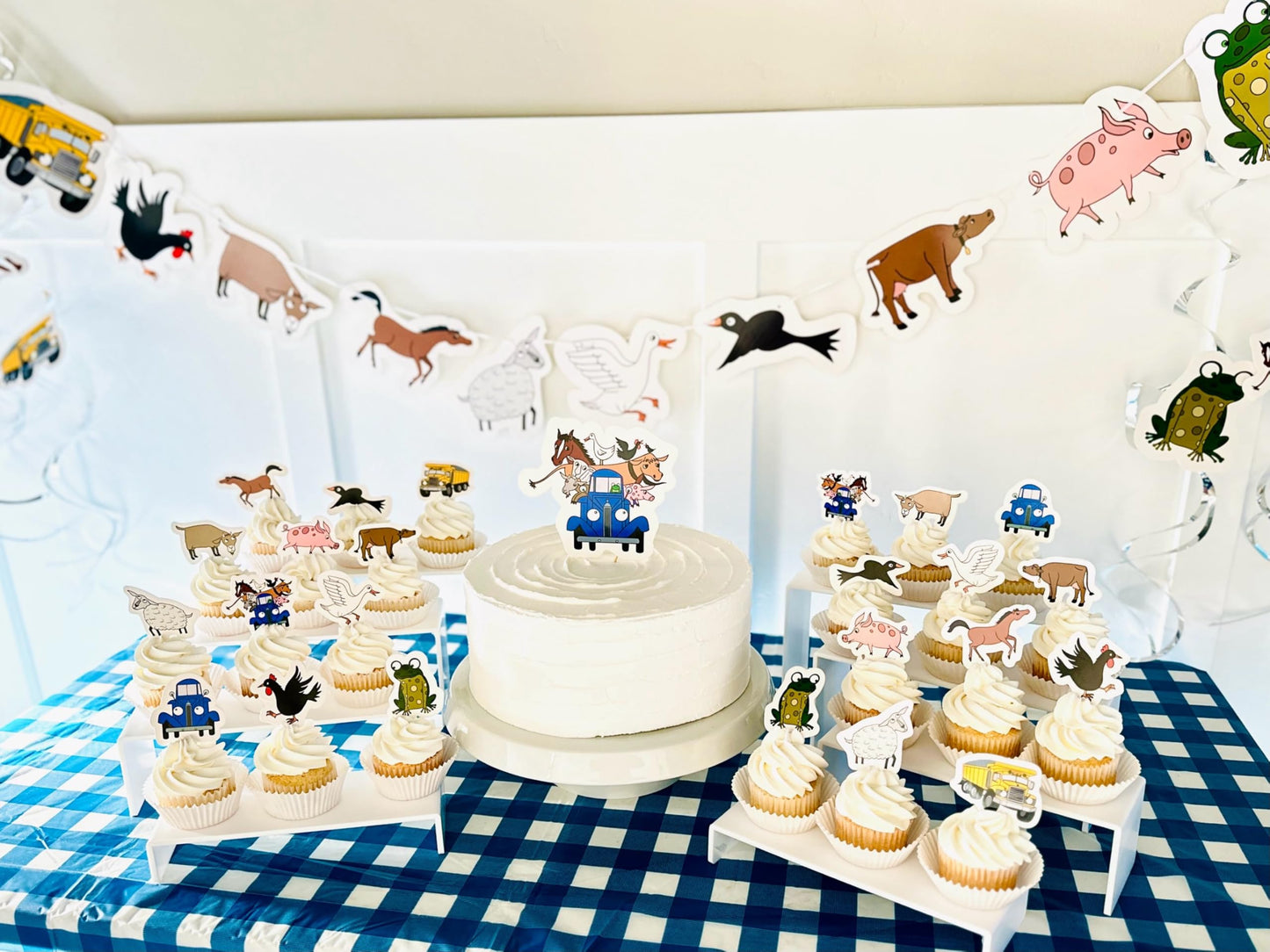 Blue Truck Birthday Decorations Cake Cupcake Toppers Farm Animals 42 Pcs